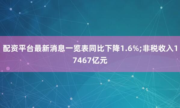 配资平台最新消息一览表同比下降1.6%;非税收入17467亿元